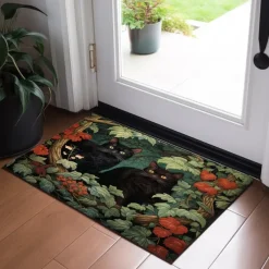Cats Floral Doormat Floor Mats Washable Rugs Kitchen Mat Non-Slip Oil Proof Rug Indoor Outdoor Mat Bedroom Decor Bathroom Mat Entrance Rug Inspired by William Morris