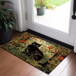 Cats Floral Doormat Floor Mats Washable Rugs Kitchen Mat Non-Slip Oil Proof Rug Indoor Outdoor Mat Bedroom Decor Bathroom Mat Entrance Rug Inspired by William Morris