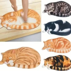 Cats Irregular Doormat Kitchen Mat Floor Mat Non-Slip Area Rug Oil Proof Rug Indoor Outdoor Mat Bedroom Decor Bathroom Mat Entrance Rug