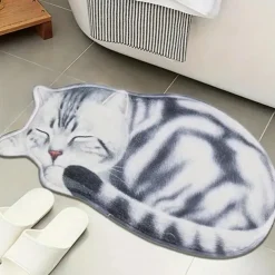 Cats Irregular Doormat Kitchen Mat Floor Mat Non-Slip Area Rug Oil Proof Rug Indoor Outdoor Mat Bedroom Decor Bathroom Mat Entrance Rug