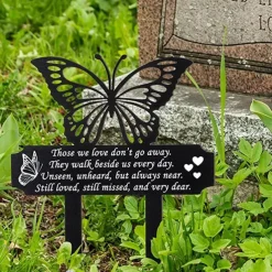 Cemetery Memorial Tomb Decoration Acrylic Butterfly Cemetery Decoration Black Sympathy Garden Woodpile Outdoor Courtyard Decoration Waterproof Dove Commemorative plaque Woodpile Tomb Decoration 1PC