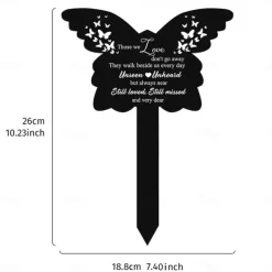 Cemetery Memorial Tomb Decoration Acrylic Butterfly Cemetery Decoration Black Sympathy Garden Woodpile Outdoor Courtyard Decoration Waterproof Dove Commemorative plaque Woodpile Tomb Decoration 1PC