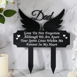 Cemetery Memorial Tomb Decoration Acrylic Butterfly Cemetery Decoration Black Sympathy Garden Woodpile Outdoor Courtyard Decoration Waterproof Dove Commemorative plaque Woodpile Tomb Decoration 1PC