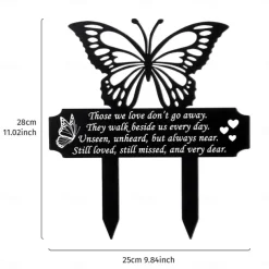 Cemetery Memorial Tomb Decoration Acrylic Butterfly Cemetery Decoration Black Sympathy Garden Woodpile Outdoor Courtyard Decoration Waterproof Dove Commemorative plaque Woodpile Tomb Decoration 1PC