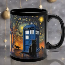 Ceramic Doctor Insp Mug Tardis-Inspired Creation Perfect for Creative Souls and Fans of Doctor Who, Making It an Ideal Gift for Those Who Appreciate Imaginative Design