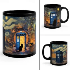 Ceramic Doctor Insp Mug Tardis-Inspired Creation Perfect for Creative Souls and Fans of Doctor Who, Making It an Ideal Gift for Those Who Appreciate Imaginative Design