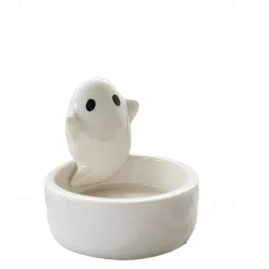 Ceramic Ghost Candle Holder, Halloween Decoration, Cute Aromatherapy Candle Stand, INS Inspired, Perfect Halloween Gift (Candle Holder Only, Candle Not Included)