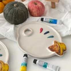 Ceramic Van Gogh Inspired Artist Mixing Palette Multi-Purpose Decorative Prop for Painting and Displaying Makeup Essentials Best for Christmas, Perfect for Thanksgiving