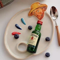 Ceramic Van Gogh Inspired Artist Mixing Palette Multi-Purpose Decorative Prop for Painting and Displaying Makeup Essentials Best for Christmas, Perfect for Thanksgiving