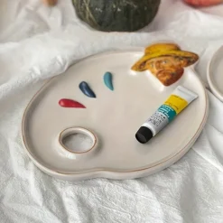 Ceramic Van Gogh Inspired Artist Mixing Palette Multi-Purpose Decorative Prop for Painting and Displaying Makeup Essentials Best for Christmas, Perfect for Thanksgiving