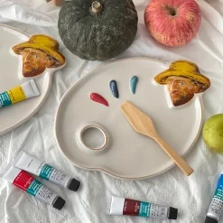 Ceramic Van Gogh Inspired Artist Mixing Palette Multi-Purpose Decorative Prop for Painting and Displaying Makeup Essentials Best for Christmas, Perfect for Thanksgiving