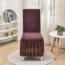 Chair Cover with Skirt Hem Elegant and Stylish Design Soft and Durable Fabric Perfect for Dining Room or Special Occasions Provides Full Chair Protection Easy to Install and Machine Washable