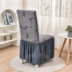 Chair Cover with Skirt Hem Elegant and Stylish Design Soft and Durable Fabric Perfect for Dining Room or Special Occasions Provides Full Chair Protection Easy to Install and Machine Washable