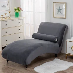 Chaise Lounge Cover Velvet Luxury Slipcovers for Living Room Indoor Stretch Slipcover for Chaise Lounge Ultra Soft Machine Washable