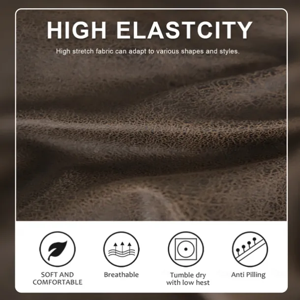 Chaise Lounge 3-Seat Cover Faux Leather Hot Stamping Embossed Slipcovers