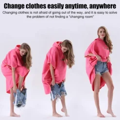 Changing Robe Hooded Poncho Towel Quick Dry Lightweight Changing Towel Extra Long in Microfibre Surf Poncho Universal Size for Men Women Adults, Suitable for Swimming Surfing and Beach
