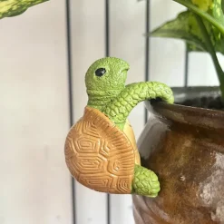 Charming Turtle Hanging Planter Statue - Resin Garden Decor for Fairy Gardens & Yard Art