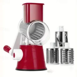 Cheese Grater, Kitchen Mandoline Vegetable Slicer With 3 Interchangeable Blades, Easy To Clean Rotary Grater Slicer For Fruit, Grinder For Potato, Carrot, Nuts