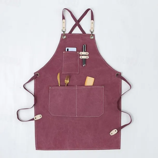 Chef Apron Black for Men Women with Pocket, Cotton Canvas Work Apron Cross Back Heavy Duty Adjustable