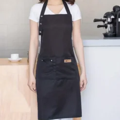 Chef Apron For Women and Men, Kitchen Cooking Apron, Personalised Gardening Apron with Pocket, Cotton Canvas Work Apron Cross Back Heavy Duty Adjustable