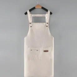 Chef Apron For Women and Men, Kitchen Cooking Apron, Personalised Gardening Apron with Pocket, Cotton Canvas Work Apron Cross Back Heavy Duty Adjustable