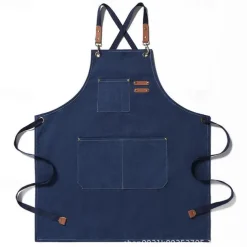 Chef Apron For Women and Men, Kitchen Cooking Apron, Personalised Gardening Apron with Pocket Work Aprons Cross Back Heavy Duty Adjustable