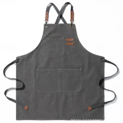 Chef Apron For Women and Men, Kitchen Cooking Apron, Personalised Gardening Apron with Pocket Work Aprons Cross Back Heavy Duty Adjustable