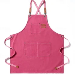 Chef Apron For Women and Men, Kitchen Cooking Apron, Personalised Gardening Apron with Pocket Work Aprons Cross Back Heavy Duty Adjustable