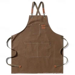 Chef Apron For Women and Men, Kitchen Cooking Apron, Personalised Gardening Apron with Pocket Work Aprons Cross Back Heavy Duty Adjustable