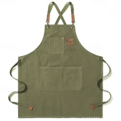 Chef Apron For Women and Men, Kitchen Cooking Apron, Personalised Gardening Apron with Pocket Work Aprons Cross Back Heavy Duty Adjustable