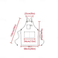 Chef Apron For Women and Men, Kitchen Cooking Apron, Personalised Gardening Apron with Pocket Work Aprons Cross Back Heavy Duty Adjustable