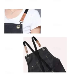 Chef Apron For Women and Men, Kitchen Cooking Apron, Personalised Gardening Apron with Pocket Work Aprons Cross Back Heavy Duty Adjustable