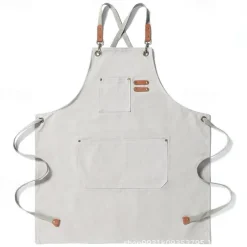 Chef Apron For Women and Men, Kitchen Cooking Apron, Personalised Gardening Apron with Pocket Work Aprons Cross Back Heavy Duty Adjustable
