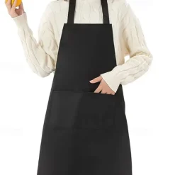 Chef Apron For Women and Men, Kitchen Cooking Apron, Personalised Gardening Apron with Pocket, Cotton Canvas Work Apron Cross Back Heavy Duty Adjustable