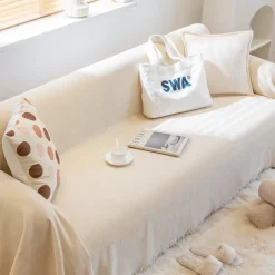 Chenille Sofa Blanket Sofa Slipcover Furniture Protector from Pet Scratch, Premium Throw Blankets,White