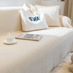Chenille Sofa Blanket Sofa Slipcover Furniture Protector from Pet Scratch, Premium Throw Blankets,White