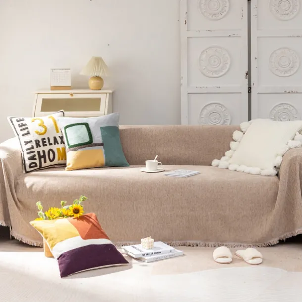 Chenille Sofa Blanket Sofa Slipcover Furniture Protector from Pet Scratch, Premium Throw Blankets,White