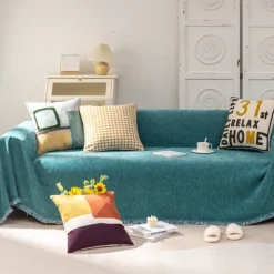 Chenille Sofa Blanket Sofa Slipcover Furniture Protector from Pet Scratch, Premium Throw Blankets,White