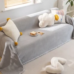 Chenille Sofa Blanket Sofa Slipcover Furniture Protector from Pet Scratch, Premium Throw Blankets,White