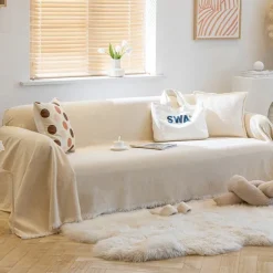 Chenille Sofa Blanket Sofa Slipcover Furniture Protector from Pet Scratch, Premium Throw Blankets,White