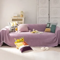 Chenille Sofa Blanket Sofa Slipcover Furniture Protector from Pet Scratch, Premium Throw Blankets,White