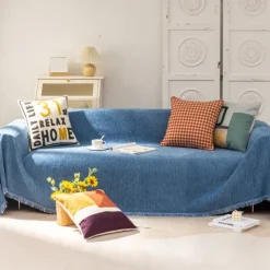 Chenille Sofa Blanket Sofa Slipcover Furniture Protector from Pet Scratch, Premium Throw Blankets,White