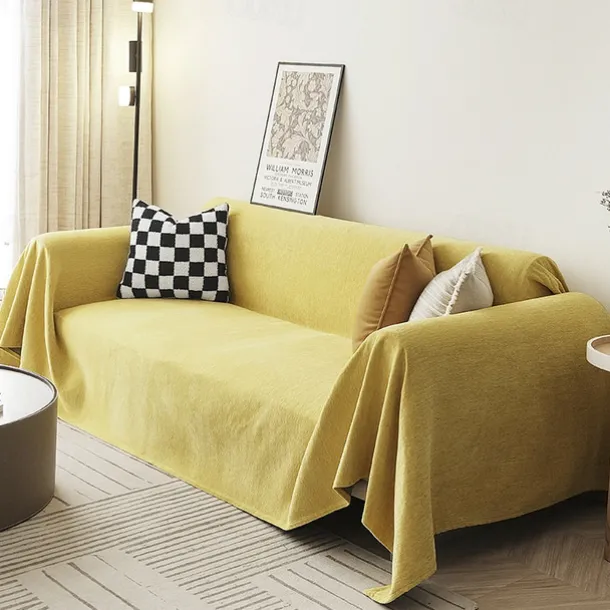 Chenille Sofa Cover Cloth Solid Color Modern Minimalist Anti Cat Scratch Full Package Sofa Cover All Season Universal Sofa Cover Cloth
