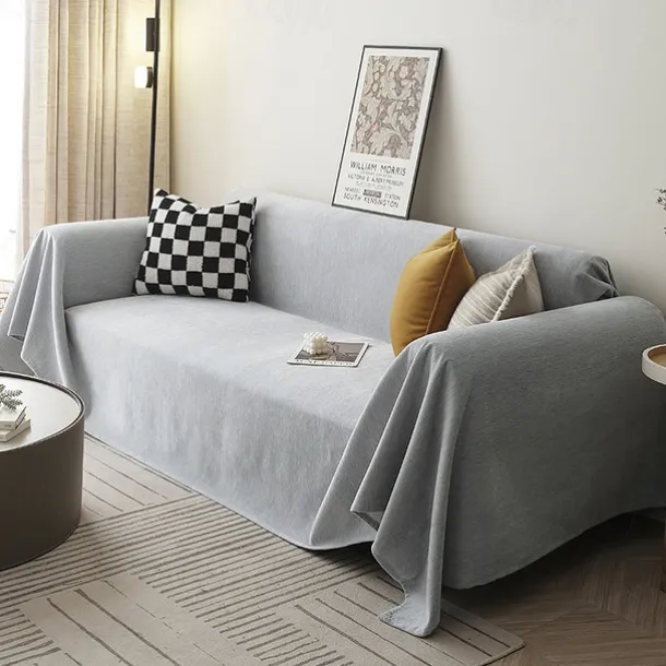 Chenille Sofa Cover Cloth Solid Color Modern Minimalist Anti Cat Scratch Full Package Sofa Cover All Season Universal Sofa Cover Cloth