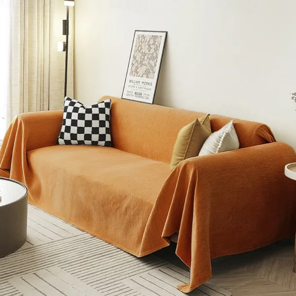 Chenille Sofa Cover Cloth Solid Color Modern Minimalist Anti Cat Scratch Full Package Sofa Cover All Season Universal Sofa Cover Cloth