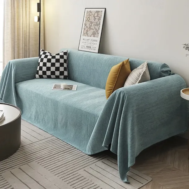 Chenille Sofa Cover Cloth Solid Color Modern Minimalist Anti Cat Scratch Full Package Sofa Cover All Season Universal Sofa Cover Cloth