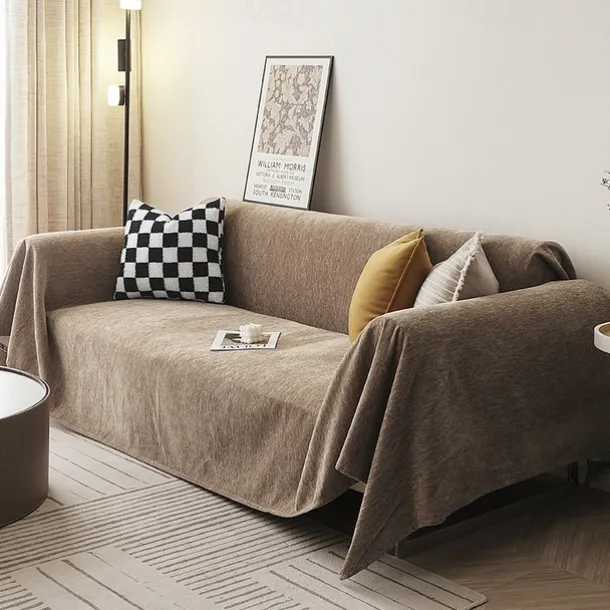 Chenille Sofa Cover Cloth Solid Color Modern Minimalist Anti Cat Scratch Full Package Sofa Cover All Season Universal Sofa Cover Cloth