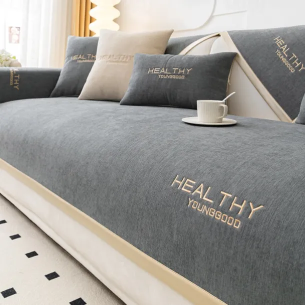 Chenille Sofa Mat Sofa Cover Couch Slipcover Anti-Cat Scratch Sofa Seat Pad Sectional Cover for Armchair Loveseat 4 or 3 seater L shape for Kids,Pet,Cats(Not Sold By A Set)