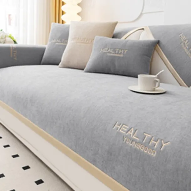 Chenille Sofa Mat Sofa Cover Couch Slipcover Anti-Cat Scratch Sofa Seat Pad Sectional Cover for Armchair Loveseat 4 or 3 seater L shape for Kids,Pet,Cats(Not Sold By A Set)