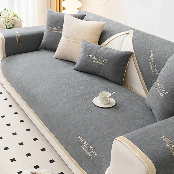 Chenille Sofa Mat Sofa Cover Couch Slipcover Anti-Cat Scratch Sofa Seat Pad Sectional Cover for Armchair Loveseat 4 or 3 seater L shape for Kids,Pet,Cats(Not Sold By A Set)